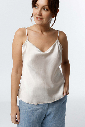 Блуза топ на бретелях, атласный