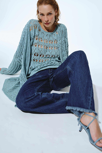 Брюки Трубы широкие, джинса