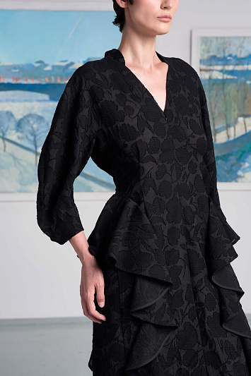 Платье с воланами Прозрачные цветы