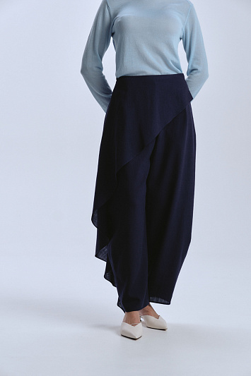 Брюки с воланом, тонкая шерсть