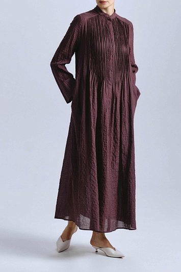 Платье рубашка с защипами, с длинным рукавом