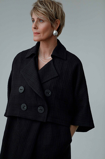 Жакет Пончо короткое, мягкий лён