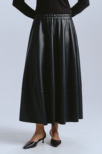 Юбка клеш, кожа