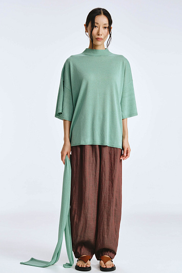 Брюки свободные на резинке, лен