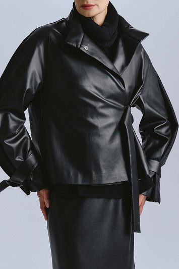 Тренч с пелеринами, короткий, кожа