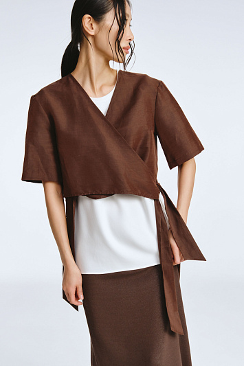 Блуза болеро на широких завязках эластичное