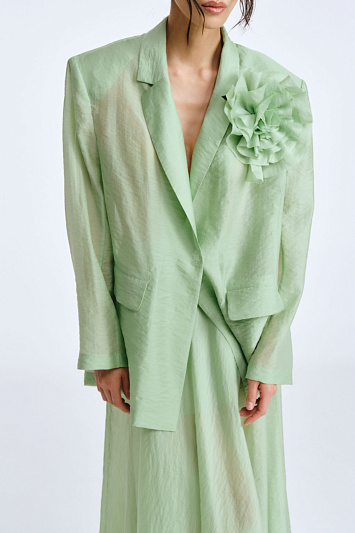 Жакет прямой прозрачный с декором