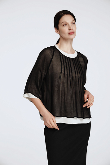 Блуза двухслойная, защипы, реглан