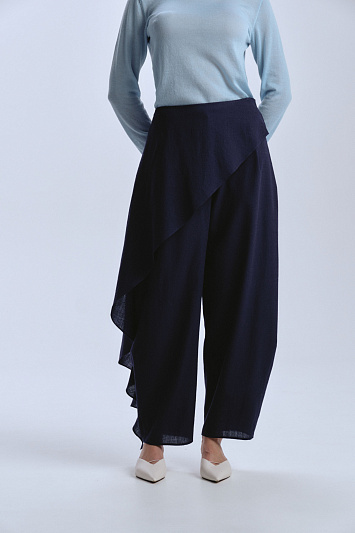 Брюки с воланом, тонкая шерсть