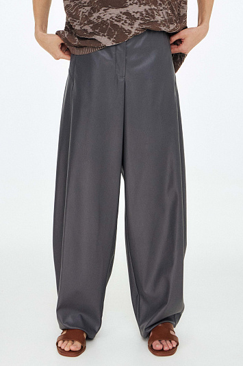 Брюки экокожа, широкие бананы