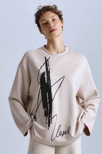 Блуза лонгслив с принтом Сухая кисть