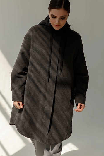 Пальто Рубашка с капюшоном темное