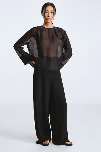 Блуза с круглой горловиной, прозрачная