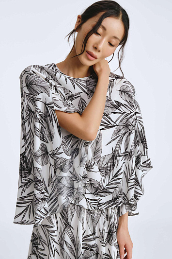 Блуза Листья с воздушным рукавом