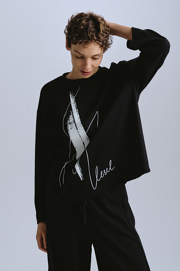 Блуза лонгслив с принтом Сухая кисть