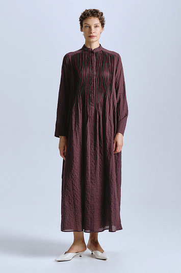 Платье рубашка с защипами, с длинным рукавом