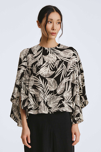 Блуза Листья с воздушным рукавом