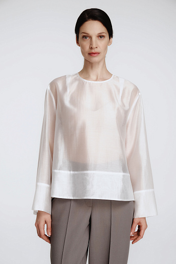 Блуза с круглой горловиной, прозрачная