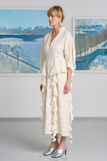 Платье с воланами Прозрачные цветы