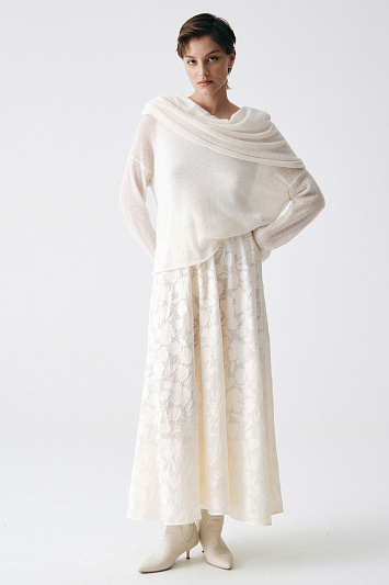 Юбка клеш Прозрачные цветы