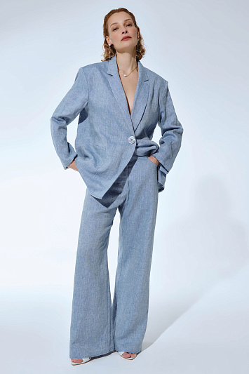 Брюки Прямые трубы, лён меланж