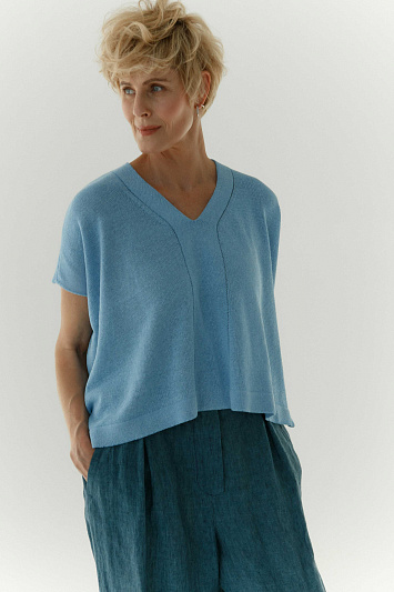 Джемпер с коротким рукавом  с планкой