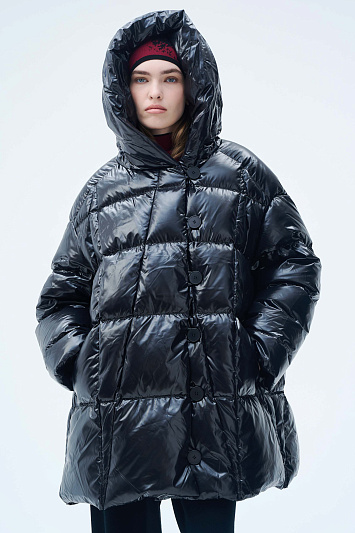 Куртка пуховая пончо-квадрат