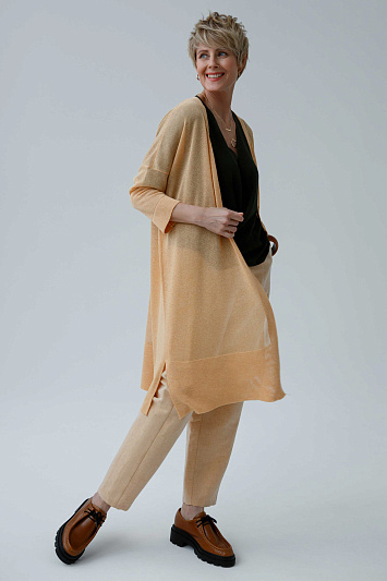 Кардиган Однотон Удлиненный