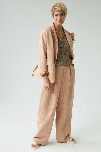 Брюки Прямые со складками, ёлочка